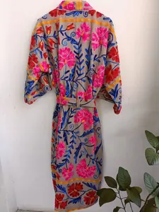 New Arrival Women's Clothing Pink Embroidery Kimono <b>Robe</b> Available at Wholesale Supply <b>Bridal</b> Kimono - Product Image 3