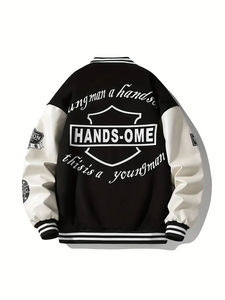 แจ็คเก็ตวาร์ซิตี้ฤดูหนาวขายดีสำหรับผู้ชาย สไตล์เท่ห์แบบกำหนดเอง แจ็คเก็ตเบสบอลบอมเบอร์ผ้าฟลีซ - Product Image 4