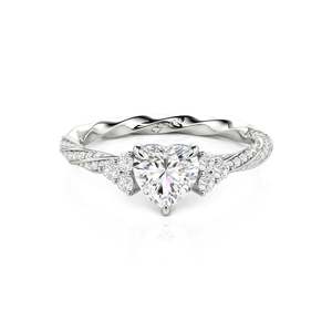 Jeulia Custom Twisted Heart Engagement <b>Ring</b> with Side Diamond - Product Image 1