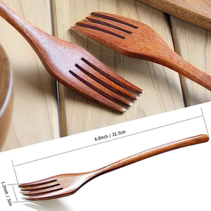 Cuillères en bois Fourchettes Ensemble Ustensiles en bois japonais Ensemble de couverts en bois naturel fait main réutilisable pour la cuisson Remuer Manger - Product Image 6