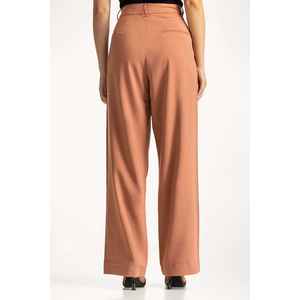 Pantalon large taille haute en crêpe infroissable respirant avec boutons décoratifs et taille élastique, idéal pour le bureau - Product Image 3