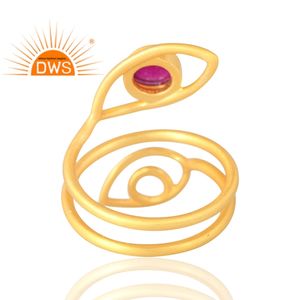 Anillo de piedras preciosas de cuarzo de Aventurina roja Natural chapado en oro de 18 quilates de Plata de Ley 925 más vendido, fabricante de joyería fina Demi - Product Image 2