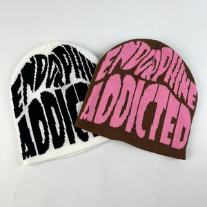 Gorros de Punto Jacquard de Invierno con Logotipo Personalizado, Estilo Y2K, al por Mayor, Unisex, Cálidos, para Adultos, Lisos, con Pedrería, 100% Acrílico, para Viajes, Playa, Uso Diario - Product Image 3