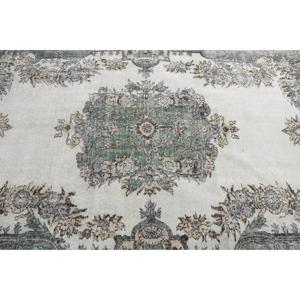 พรมตุรกี ขนาดใหญ่ 5.3x8.9 ฟุต พรมขนสัตว์สีเขียวขาว - Product Image 5