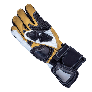 Genuine Cowhide Leather Motorbike Riding Gloves Motorcycle Auto Racing Wear Knuckle Armoured Green/Black/White Gloves For Unisex - Product Image 3