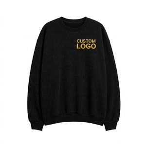 Sudadera negra de cuello redondo para mujer, con logotipo personalizado bordado en la parte delantera, 100% algodón, corte regular, ropa informal. - Product Image 1