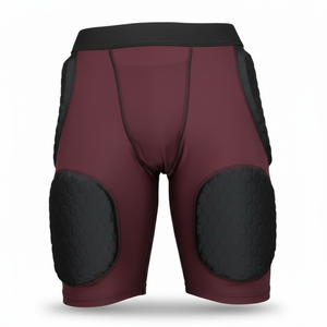 Maroon High Elastic Padded Compression Girdle Shorts for <b>Football</b> Training Goalkeeper Protection Underwear - Product Image 1