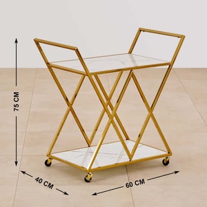 Nouveau Design acier et verre métal 2 pneus 3 pneus Bar chariot utilisation pour la maison/hôtel et Bar vin Bar service Mobile Bar voiture chariot - Product Image 3