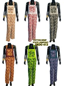 ชุดจั๊มสูทผ้าฝ้ายแฟชั่นวินเทจของผู้หญิงชุดวันพีซระบายอากาศได้ทรงตรงพอดีตัวชุดลำลองแบบยั่งยืนสำหรับฤดูร้อน - Product Image 4