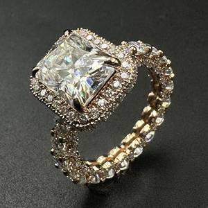 RB Gems IGI Certified CVD HPHT Lab Grown Diamond Emerald Cut Solid Gold Eternity Wedding Band Ring - Product Image 3