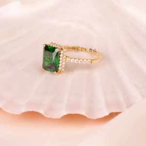 10*8mm forma de Esmeralda laboratorio cultivado Esmeralda 925 anillo de plata esterlina piedra preciosa verde anillo de plata forma de Esmeralda anillo de compromiso de plata - Product Image 2