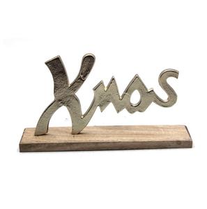 Wholesale Bulk Aluminum/Wood <b>Christmas</b> Decorative X-Mas W/Base F354 Brass EPL Classic Style Handmade Customized in Bulk - Product Image 1