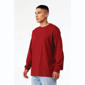 เสื้อยืดแขนยาวสำหรับผู้ชาย230Gsm ผ้าฝ้ายสีเรียบสำหรับสตรีทแวร์โลโก้ตามสั่ง - Product Image 2