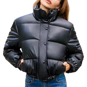 Cropped Puffer <b>Jacket</b> for Women_Girls <b>Long</b> Sleeves Female <b>Jackets</b> _ Wholesale OEM Cropped Breathable Women's <b>Denim</b> <b>Jackets</b> - Product Image 1