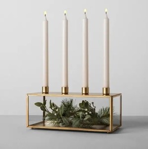 Bougeoir pour table à manger de mariage et décoration d'éclairage d'église finition dorée bougeoir minimaliste de luxe - Product Image 4