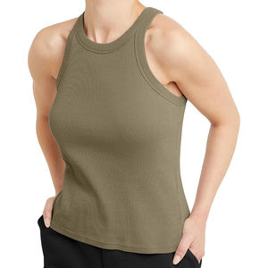 Camiseta Deportiva sin Mangas 100% Algodón para Mujer, Top de Fitness Elástico para Fisicoculturismo, Top Personalizado con Logotipo - Product Image 1