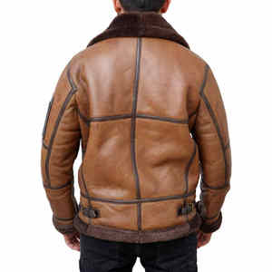 Veste en cuir d'agneau pour homme, design patchwork en fourrure, séchage rapide, coupe confortable, décontractée, hiver - Product Image 6