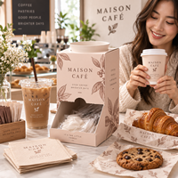 Boîte à condiments pour café personnalisée AT PACK avec logo |   Boîte de présentation pour gobelets de crème jetables pour cafés, salons de thé et plats à emporter