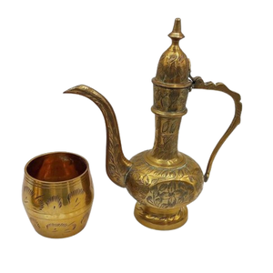 Large Size Engraved Design Arabic <b>Antique</b> Dallah Superior Quality Tabletop Brass Arabian Dallah Wholesale Coffee Pot - Product Image 4