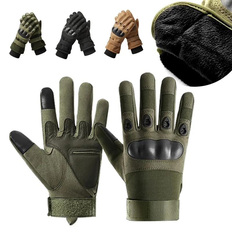 New winter outdoor thickened warm motorcycle riding gloves men's cashmere cotton windproof tactical cross border