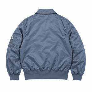 Blouson bomber bleu ardoise pour homme, col rabattu, veste de pilote avec poche zippée, poignets côtelés - Product Image 3