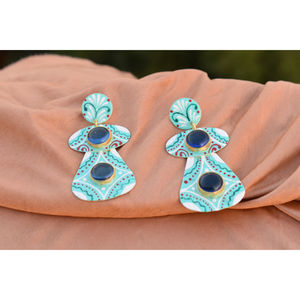 Mattefinishing Meenakari Partywear,ตุ้มหูทองเหลืองแบบห่วงสำหรับเด็กหญิงและสตรี - Product Image 2