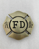 Hebilla de Cinturón de Bombero Personalizada con Cruz de Malta, Estilo Moderno y Tradicional, Chapada en Latón Antiguo y Zinc