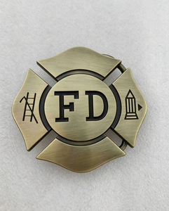 Boucle de ceinture personnalisée pour les pompiers, croix maltaise, laiton antique plaqué, boucle de ceinture pour pompier en métal - Product Image 2