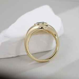 แหวนโดมเพชรสุดหรูสีเขียวหัวนกเป็ดน้ำสำหรับ1.01CT ขนาด14K สีเหลืองทองแหวนหมั้นแหวนแต่งงาน - Product Image 3