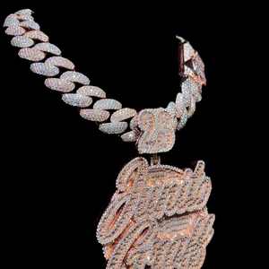 Cualquier Imagen de Logotipo Personalizada, Hecha a Mano, Premium, Diseño Digital 3D CAD de Hip Hop, Colgante con Incrustaciones de Moissanita - Product Image 5