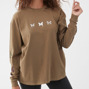 Camiseta en blanco de cuello redondo de algodón pesado 100% de alta calidad con logotipo personalizado de 400gsm para mujer Omen - Product Image 6