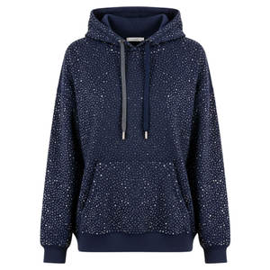 Sudadera con Capucha Personalizada para Mujer, con Pedrería, Informal, Brillante, con Cristales, Manga Larga, Estilo Urbano - Product Image 1