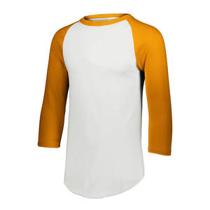 Serigrafía personalizada manga raglán amarilla completo camiseta de alta calidad logotipo personalizado para hombre - Product Image 1