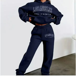 Ensemble à capuche à manches longues pour femmes ensemble de vêtements de sport lettre ensemble décontracté confortable pull-over tenue deux pièces Look du pakistan - Product Image 2