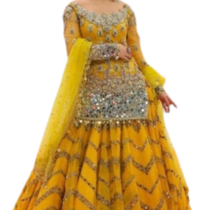 Service OEM Robes de style boutique de créateurs pakistanais sur mesure pour femmes Mehndi Lehenga Choli Vêtements de mariage Robe de mariée Adultes - Product Image 6