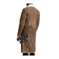 Manteau long pour homme, style bomber B3, en cuir marron, doublé de fourrure, coupe-vent, chauffant, à double boutonnage, avec veste en fausse fourrure chaude pour l'hiver