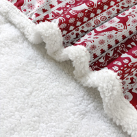 Çevre Dostu Noel Battaniyesi %100 Polyester Yumuşak Sıcak İki Katmanlı Şerpa Flanel Dört Mevsim Kullanımlı Tatil Hediyesi OEM
