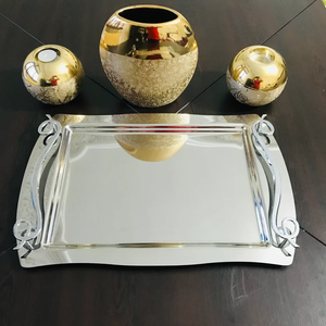 Plateau de service de luxe en aluminium et laiton avec finition unique Cadeau parfait pour les mariages de pendaison de crémaillère et les occasions spéciales - Product Image 4