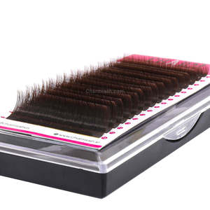 Extensiones de pestañas de colores marrón oscuro veganas precio directo de fábrica caja de pestañas embalaje al por mayor suministros de extensión de pestañas OEM - Product Image 1