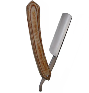 Tijeras de salón de barbero desechables de primera calidad, cuchilla de corte recto de acero inoxidable con mango de madera para afeitar y cortar el pelo - Product Image 3