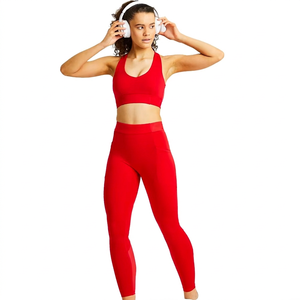 Conjunto de Yoga para Mujer, 2 Piezas, Traje Deportivo de Color Sólido, Conjunto de Yoga para Fitness, Logotipo Personalizado, Ropa de Verano, Spandex, Nailon - Product Image 1