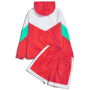 2024 Hot Selling Men's Two-Piece Set Breathable Printed 100% Polyester Windbreaker Jacket with <b>Shorts</b> for Autumn - Product Image 3