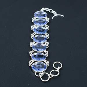 Iolite Gemstone Luxury Tennis <b>Bracelet</b> 925 Sterling Silver Glowing GIA Certified Unique Gift for <b>Women</b> - Product Image 5