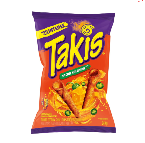 TAKIS Xplosion Tortilla Chip Snacks, Zesty Nacho Cheese Flavour, 280g Bag