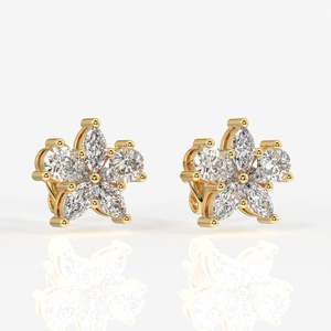Pendientes de Oro de 14k con Diamantes Cultivados en Laboratorio, Corte Pera y Marquesa, Joyería Elegante con Diamantes - Product Image 3