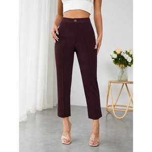 Pantalones de Buceo de Cintura Alta para Mujer con Detalle de Bolsillo, 36492 - Color Ciruela - Product Image 3