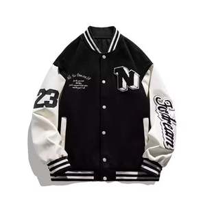 Veste universitaire vierge de créateur OEM avec logo personnalisé pour hommes veste universitaire pour hommes Streetwear avec écusson en chenille veste universitaire Letterman de baseball en cuir - Product Image 3