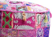 Housse pouf décoratif brodé coloré fait à la main housse de pouf rond en coton indien pouf rond pouf pouf oreiller ethnique
