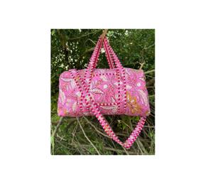 Light Pink Cotton Quilted Duffle Large Bag Overnight Luggage Assorted Travel Bag Pack Women Storage Bag - Product Image 1