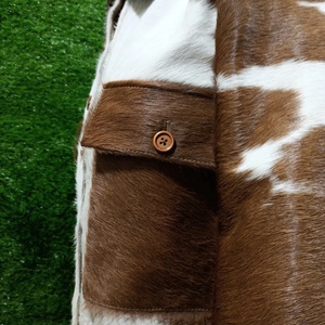 Nueva Chaqueta de Cuero con Pelo, Chaqueta de Cuero Vacuno Hecha a Mano de Primera Calidad, Piel de Vaca Transpirable, Pelo Natural, Estampado de Vaca, Chaqueta de Invierno - Product Image 6